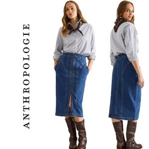 Anthropologie Pilcro Corset Denim Midi Skirt